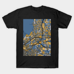 El Paso Map Pattern in Blue & Gold T-Shirt